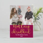 Nollaig Chridheil, Scots Gaelic Merry Kerstmis Folie Feestdagenkaart (Staand Voorkant)