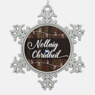 Nollaig Chridheil Scottish Gaelic Merry Kerstmis Tin Sneeuwvlok Ornament