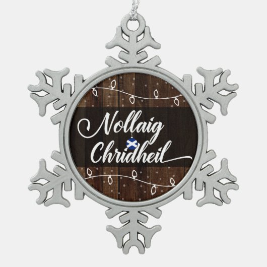 Nollaig Chridheil Scottish Gaelic Merry Kerstmis Tin Sneeuwvlok Ornament (Voorkant)