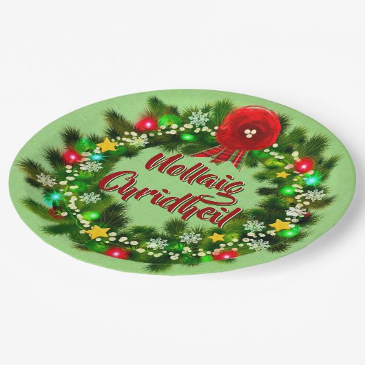 Nollaig Chridheil Scottish Kerstmis 9" Papieren Bordje (Gekanteld)