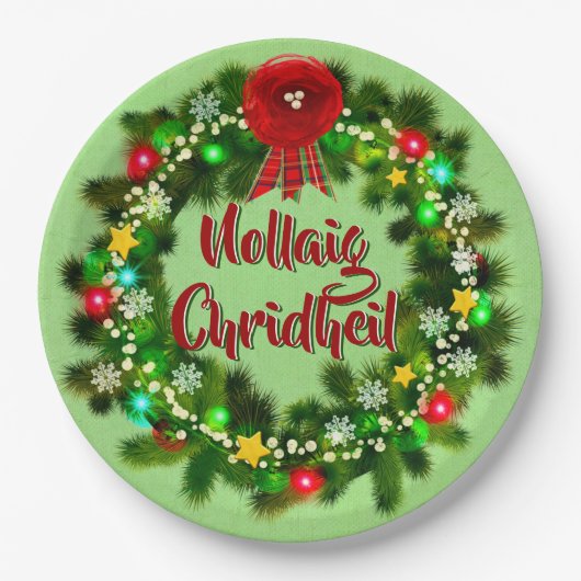 Nollaig Chridheil Scottish Kerstmis 9" Papieren Bordje (Voorkant)