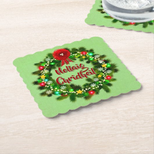 Nollaig Chridheil Scottish Kerstmis Kartonnen Onderzetters (Gebogen)
