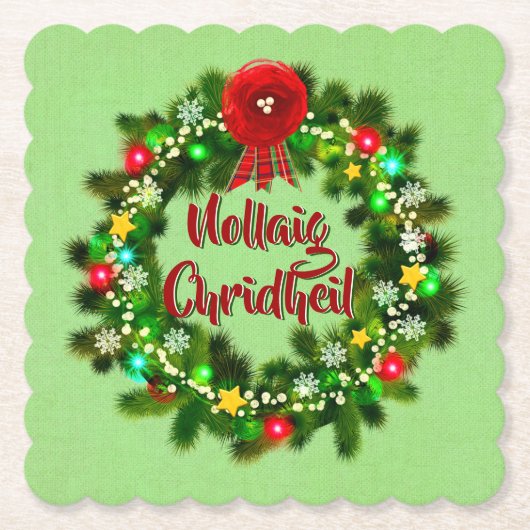 Nollaig Chridheil Scottish Kerstmis Kartonnen Onderzetters (Voorkant)