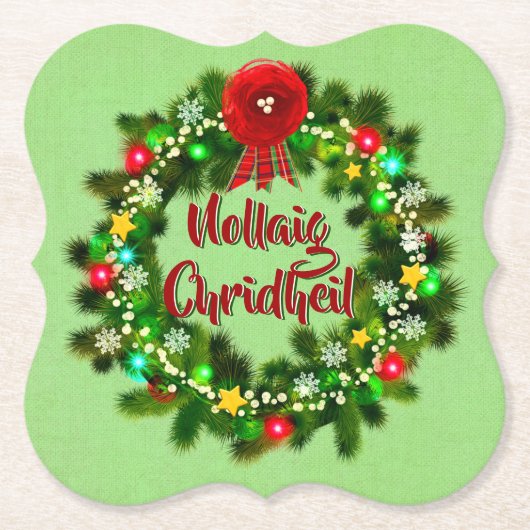 Nollaig Chridheil Scottish Kerstmis Kartonnen Onderzetters (Voorkant)
