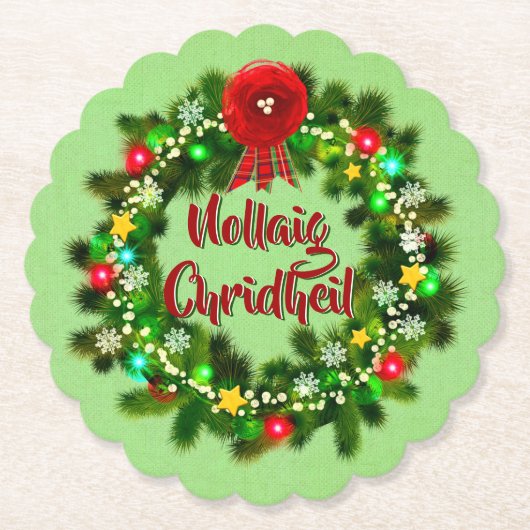 Nollaig Chridheil Scottish Kerstmis Kartonnen Onderzetters (Voorkant)