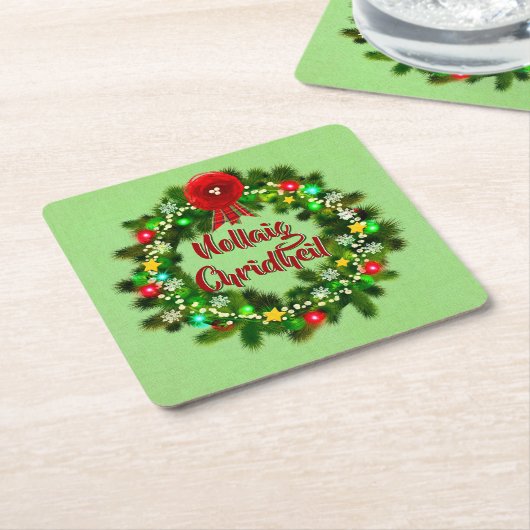 Nollaig Chridheil Scottish Kerstmis Kartonnen Onderzetters (Schuin)