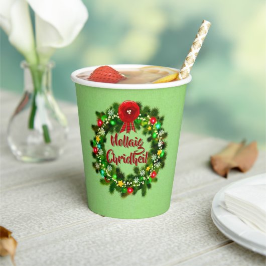 Nollaig Chridheil Scottish Kerstmis Papieren Bekers (Insitu)