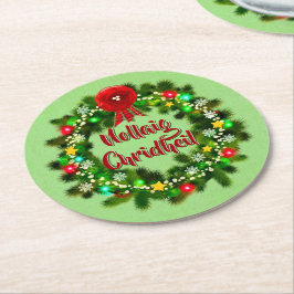 Nollaig Chridheil Scottish Kerstmis Ronde Kartonnen Onderzetter