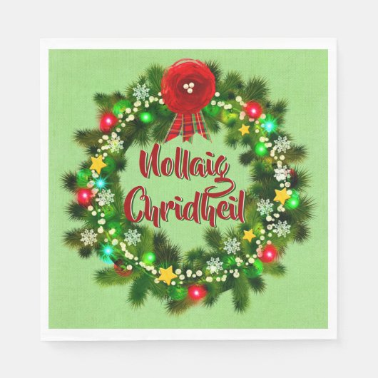Nollaig Chridheil Scottish Kerstmis Servet (Voorkant)