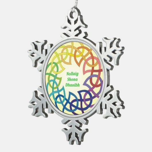 Nollaig Shona Dhaoibh - Irish Kerstmis Snowflake Tin Sneeuwvlok Ornament (Rechts)