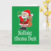 Nollaig Shona Duit Irish Christmas Santa Kaart (Gele Bloem)
