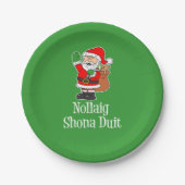 Nollaig Shona Duit Irish KerstkerstSanta Papieren Bordje (Voorkant)