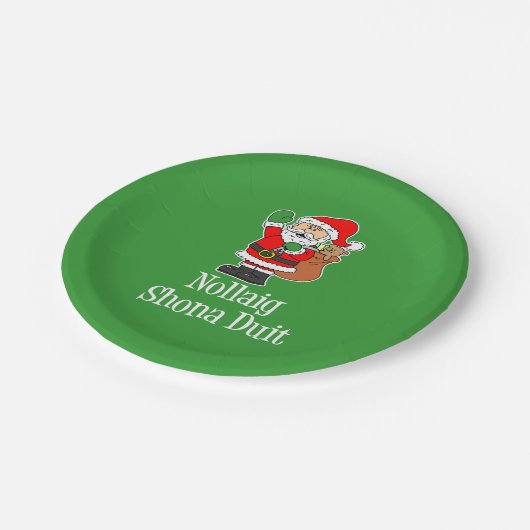 Nollaig Shona Duit Irish KerstkerstSanta Papieren Bordje (Gekanteld)