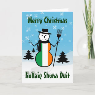Nollaig Shona Duit Merry Christmas Ireland Snowman Feestdagen Kaart