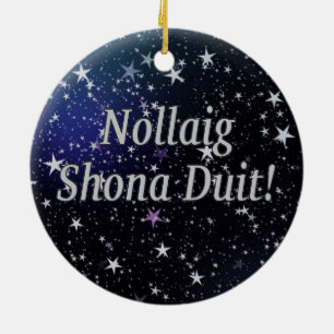 Nollaig Shona Duit! Vrolijk kerstfeest in het Iers Keramisch Ornament