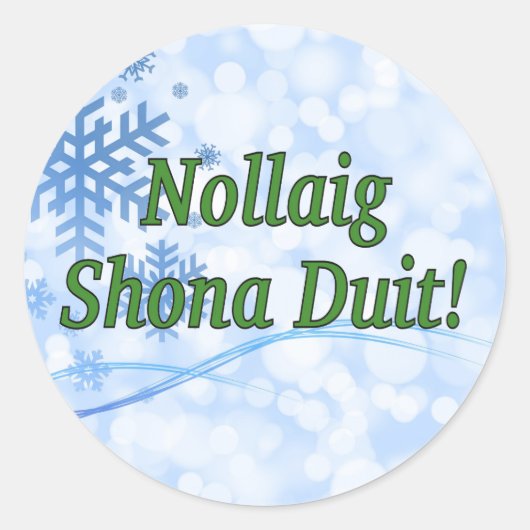 Nollaig Shona Duit! Vrolijk kerstfeest in het Iers Ronde Sticker (Voorkant)