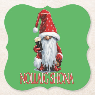 Nollaig Shona Gnome Holding A Glass Of‎ Irish Dry  Kartonnen Onderzetters
