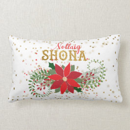 Nollaig Shona Gouden Glitter Poinsettia Kerstmis Kussen