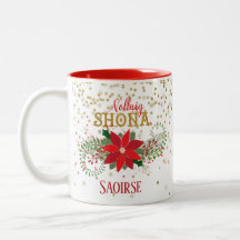 Nollaig Shona Gouden Glitter Poinsettia Kerstmis