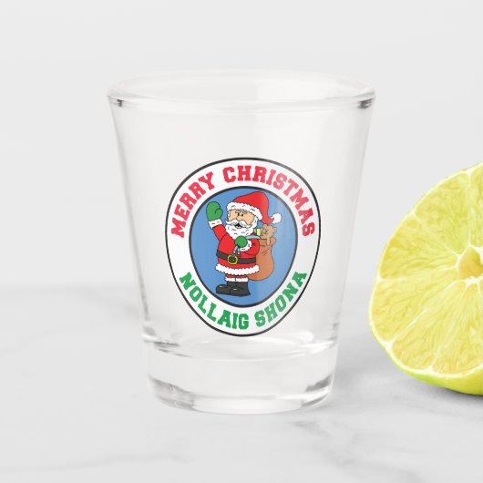 Nollaig Shona Irish Christmas Santa Shot Glass Shot Glas (Voorkant)