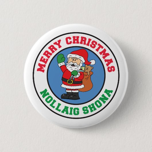 Nollaig Shona Irish KerstSanta Button (Voorkant)