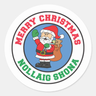 Nollaig Shona Irish KerstSanta Ronde Sticker