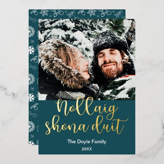 Nollaig Shona sluit vrolijk kerstfeest uit in het  Folie Feestdagenkaart (Voorkant / Achterkant)