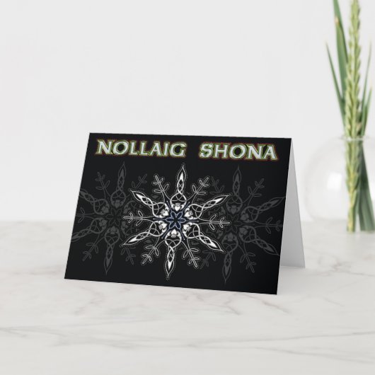 Nollaig Zwart & Zilveren Shona Feestdagen Kaart (Voorkant)
