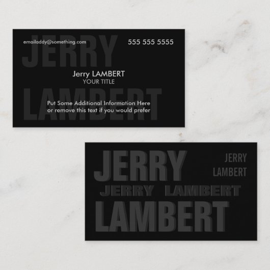 Nom Propre Black Visitekaartje (Voorkant / Achterkant)