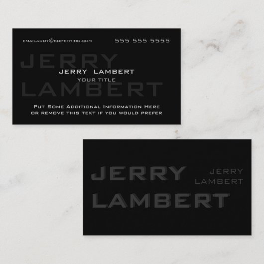 Nom Propre Modern Zwart Visitekaartje (Voorkant / Achterkant)