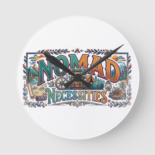 Nomad Necessities T-shirt Ronde Klok (Voorkant)