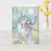 Nomaden van de Mystic Dunes Fairy Unicorn Kaart (Gele Bloem)