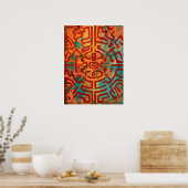 Nomad's Palette: Abstract avontuur in aardse tinte Poster (Keuken)