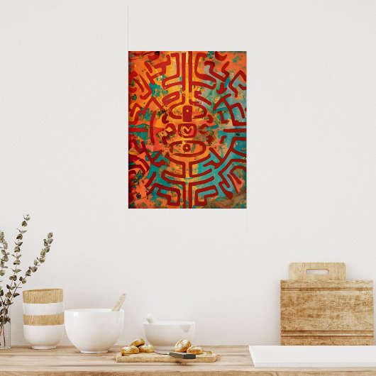 Nomad's Palette: Abstract avontuur in aardse tinte Poster (Keuken)
