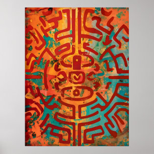 Nomad's Palette: Abstract avontuur in aardse tinte Poster