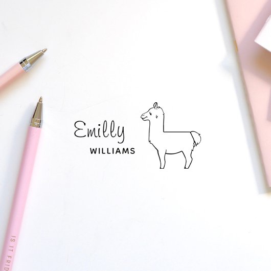 Nombre de animal personalizado de Schattige Llama  Zelfinktende Stempel