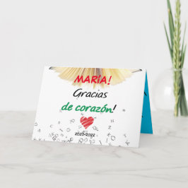 Nombre profesor-a Gracias de corazón Bedankkaart