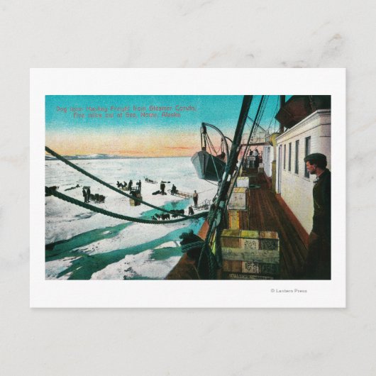 Nome, Alaska Steamer Corwin lossen vracht Briefkaart (Voorkant)
