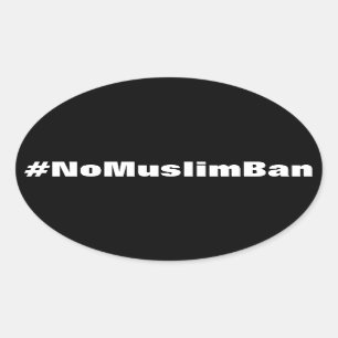 #NoMuslimBan, witte tekst op zwarte stickers