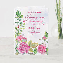 Non 20-jarig jubileum van kloosterprofessie Roze  Kaart