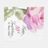 Non 55th Anniversary Jubileum Custom Naam Roze Roo Fleece Deken (Voorkant (Horizontaal))