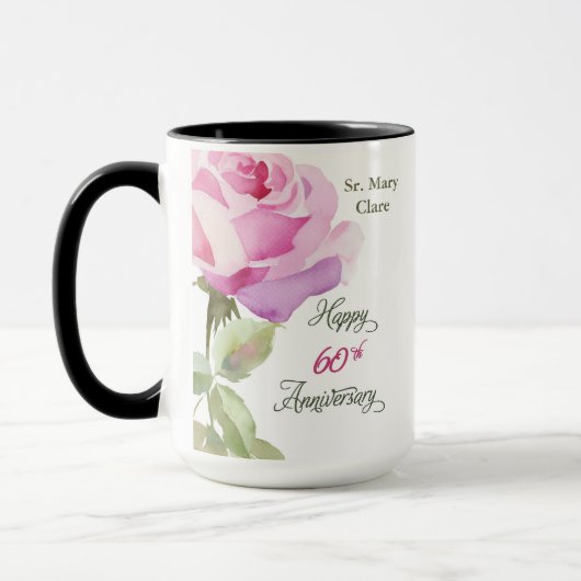 Non 60th Anniversary Jubilee Aangepaste Naam Roze Mok (Links)