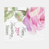 Non 70th Anniversary Zuster Jubileum Roze Roos Fleece Deken (Voorkant (Horizontaal))