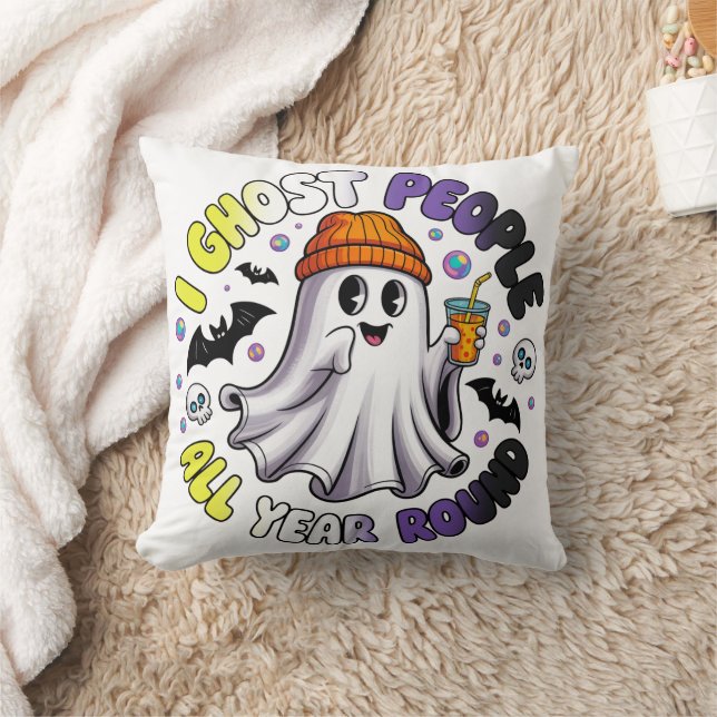 Non-binair Grappig Halloween – Ik spook mensen Kussen (Deken)