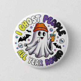Non-binair Grappig Halloween – Ik spook mensen Ronde Button 5,7 Cm