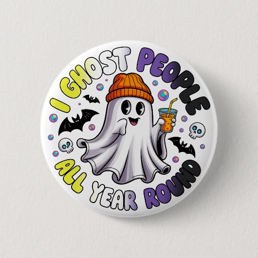 Non-binair Grappig Halloween – Ik spook mensen Ronde Button 5,7 Cm (Voorkant)
