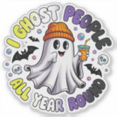 Non-binair Grappig Halloween – Ik spook mensen Sticker (Voorkant)