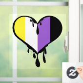 Non-Binair Pride Drippend Hart Raamsticker (Huis)