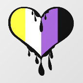 Non-Binair Pride Drippend Hart Raamsticker (Vel)