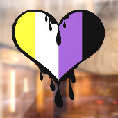 Non-Binair Pride Drippend Hart Raamsticker (Vel 2)